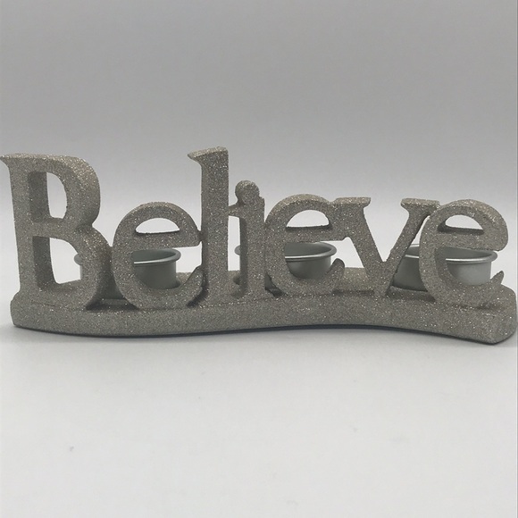 Yankee Candle Believe Silver Glitter 2 candle holder. New in Box